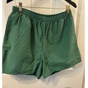 Polo Ralph Lauren Mens Green Swim Trunks Mesh Lined Shorts Orange Pony Logo L